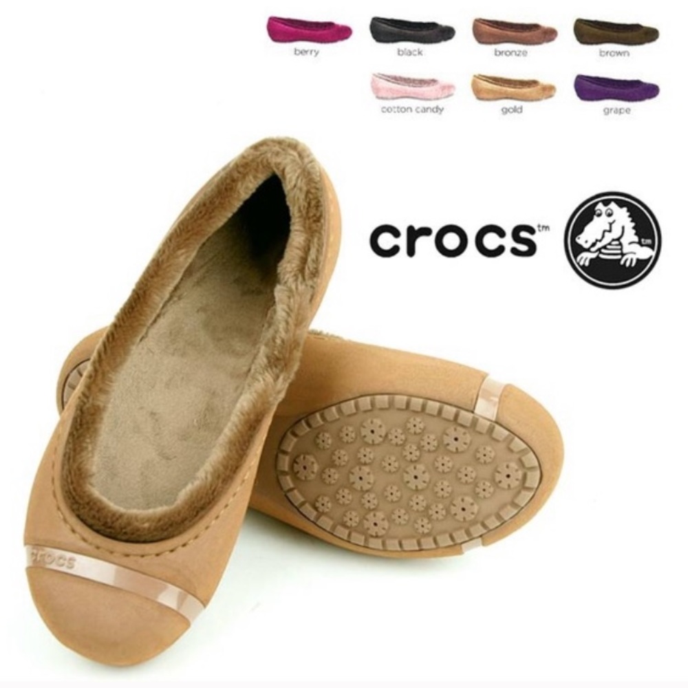 Crocs Nanook Bronze brown Furry Flats 7